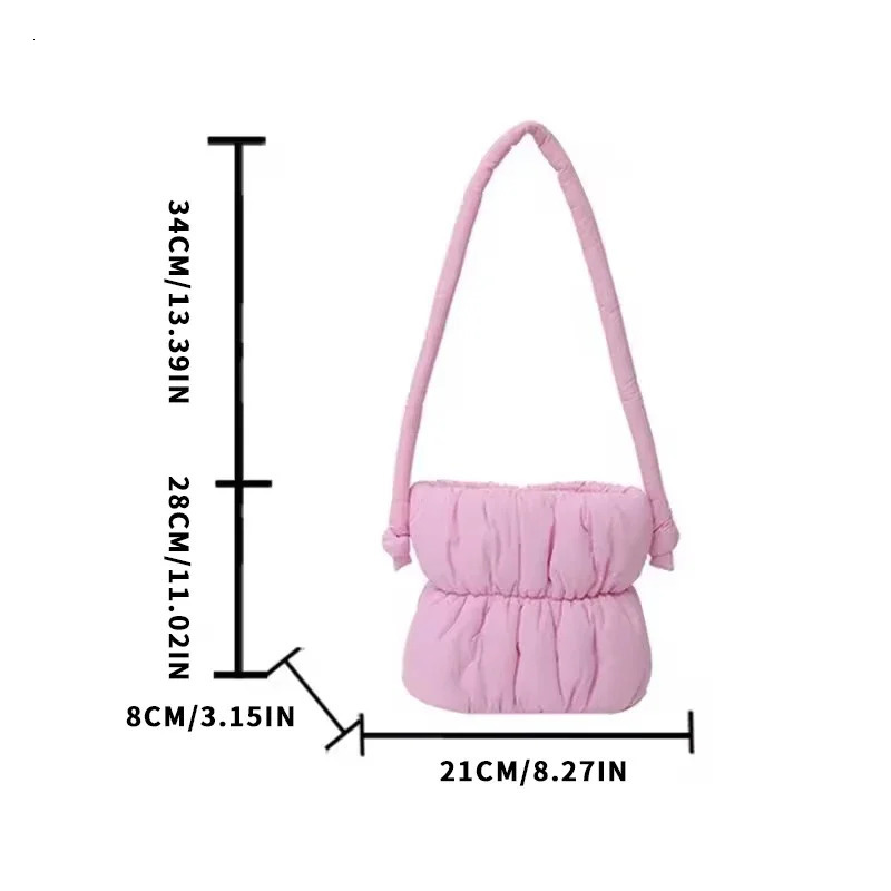 Nylon Bucket Bags Women Casual er Handbags Down-Filled Cotton Shoulder Bag Pleated Crossbody Bags Fashion Underarm Bag 250814