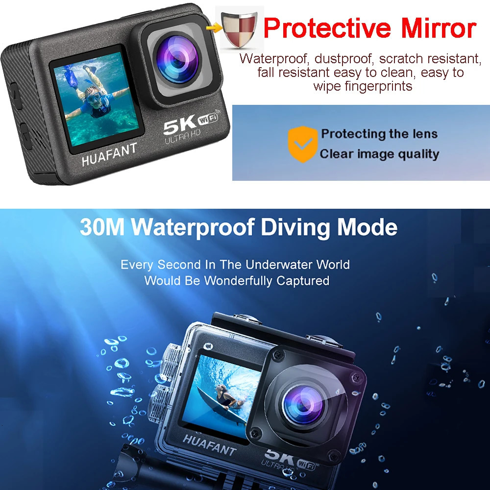 Action Camera G9SE 5K 4K60FPS 50MP 2.0 Touch LCD EIS Dual Screen Wi-Fi 170D Pre-Record DVR Waterproof 30M 5X Zoom Sports Camera 250813