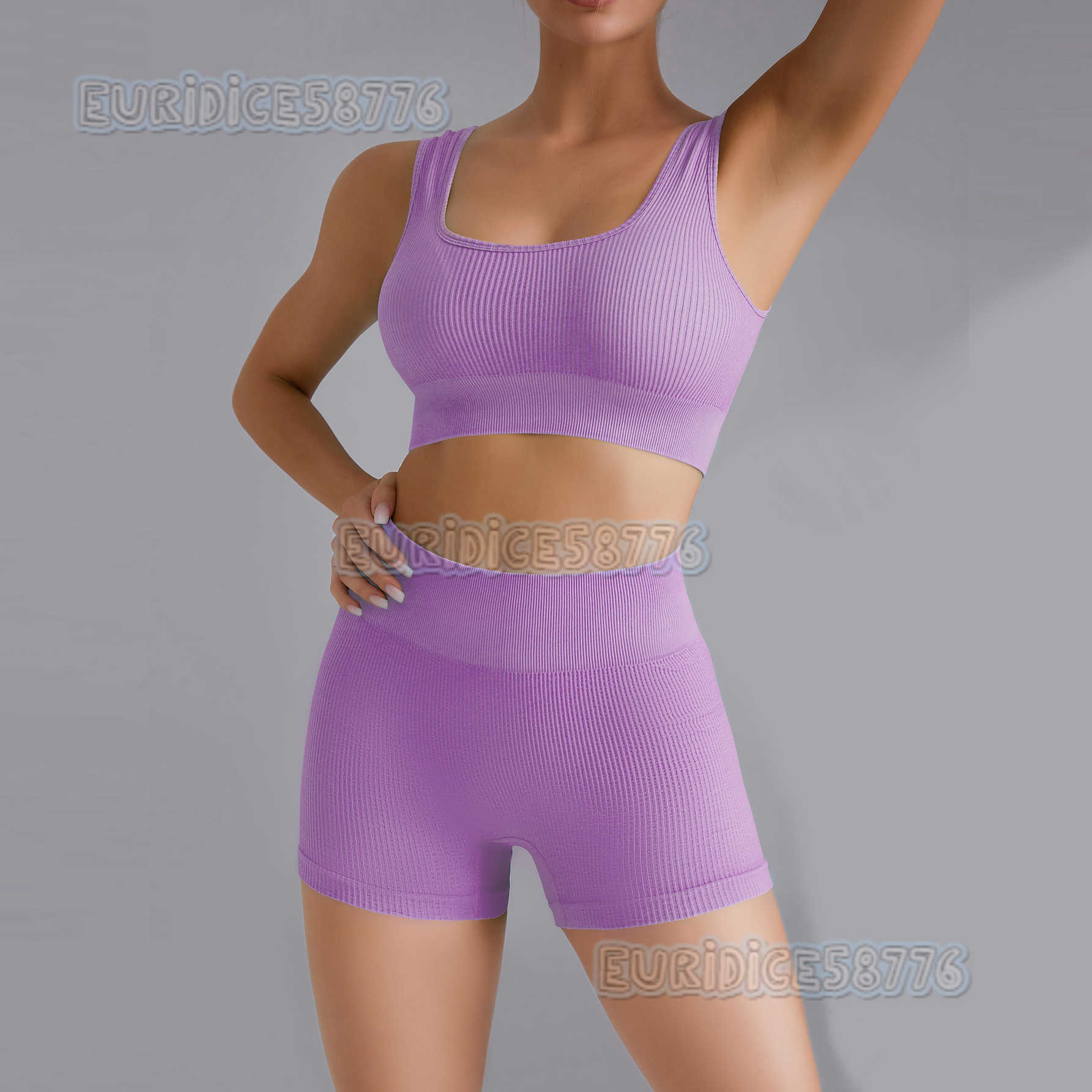 Seamless Yoga Suit Womens Quick Drying Exercise Fitness Suit Yoga Vest Tight High Waist Yoga Pants Shorts H250819