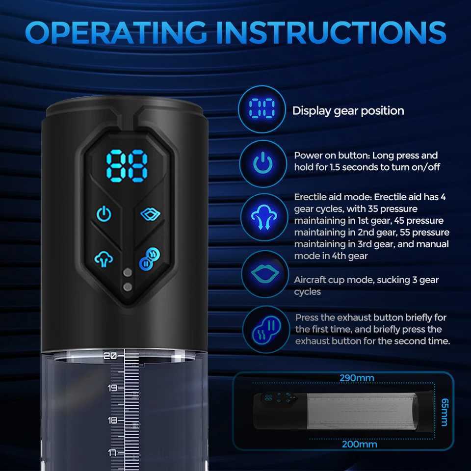 HESKS IPX78 Penis Pump for Enlargement Electric Vacuum Pump with 7 Suction Levels Waterproof Sex Toy Masturbators for Men XJ250819