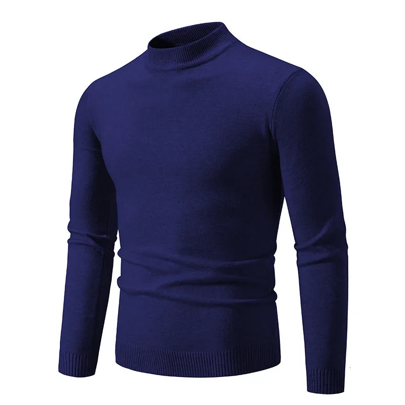 Sweatwear Mens Half Neck Basic Solid Color Sweaters Round Elastic Pullovers Warm Autumn Knitted Oversized Sweater Men 250819