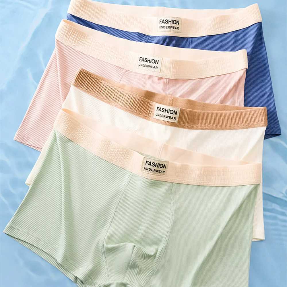 1 Piece Boxer Shorts Mens Breathable Underwear Man Letters Printing Belt Underpants Thin Panties Youth Elastic Boxer Briefs XL-4XL W250819