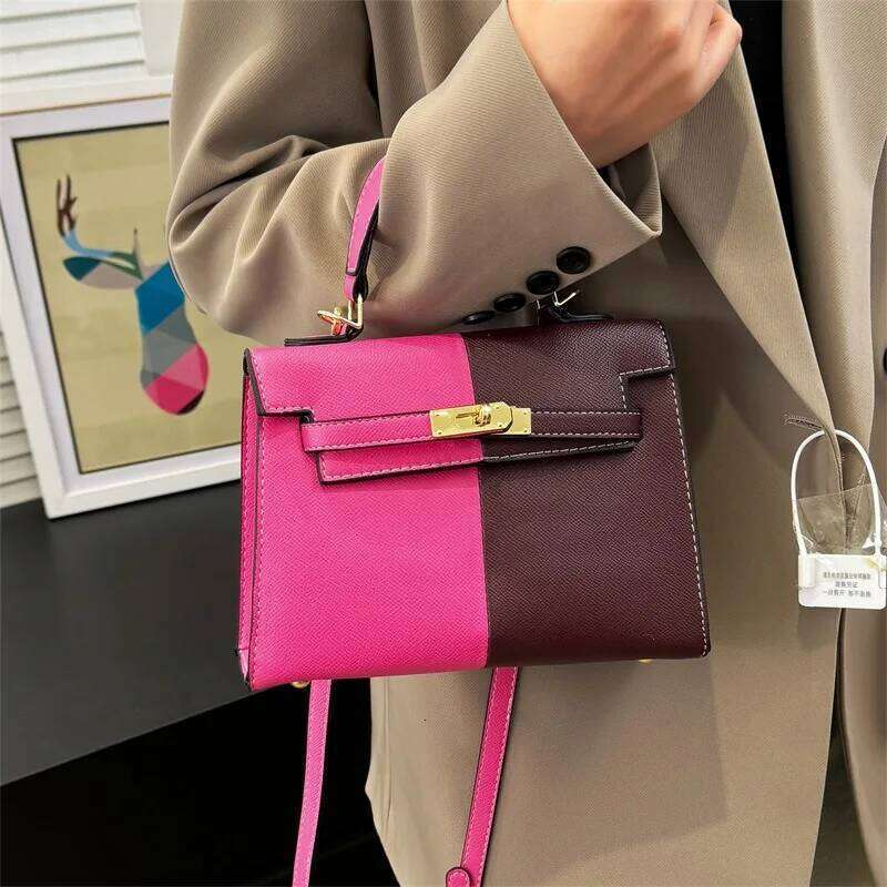 Hot Selling Splicing Bag New Cross-Border Fashion Contrast Color Trend Handbag One Shoulder Oblique Span Popular Women's Designer Bags