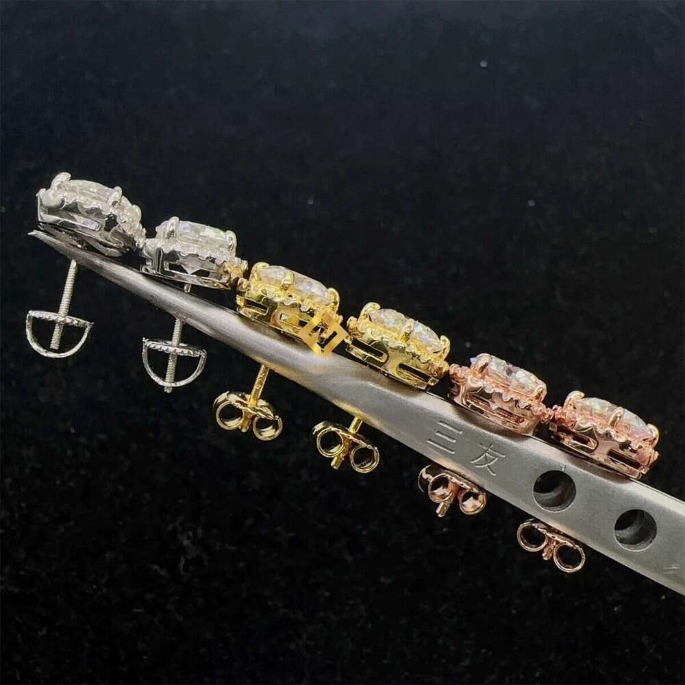 Fashion Fire Jewelry men iced out hip hop sterling sier 9mm screw back moissanite Dia Stud Earrings Men