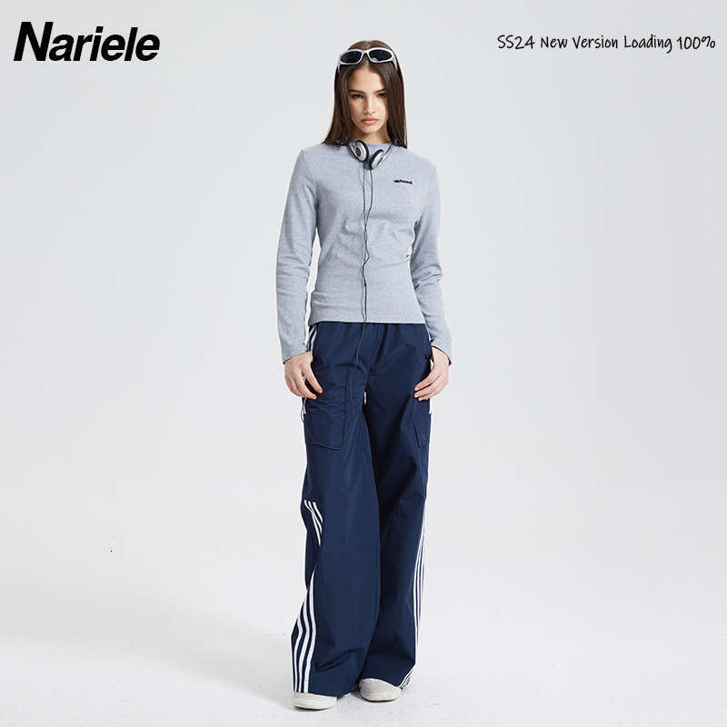 Versatile Harajuku Style Long Sleeve T-Shirt For Women Round Neck Spring And Autumn Embroidered Solid Color Base Shirt Top B3