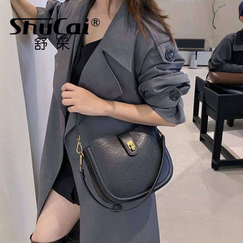Women Genuine Leather Shoulder Crossbody Bags Ladies Soft Cowhide Handbag Female Fashion Designer High Quality Saddle Bag