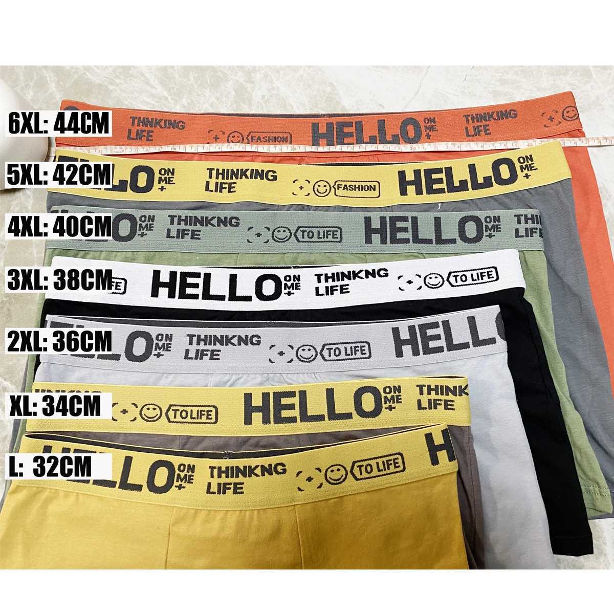 2Pcs Mens Underwear Boxer Brief Plus Size Cotton Panties Breathable Soft 40-30KG W250819