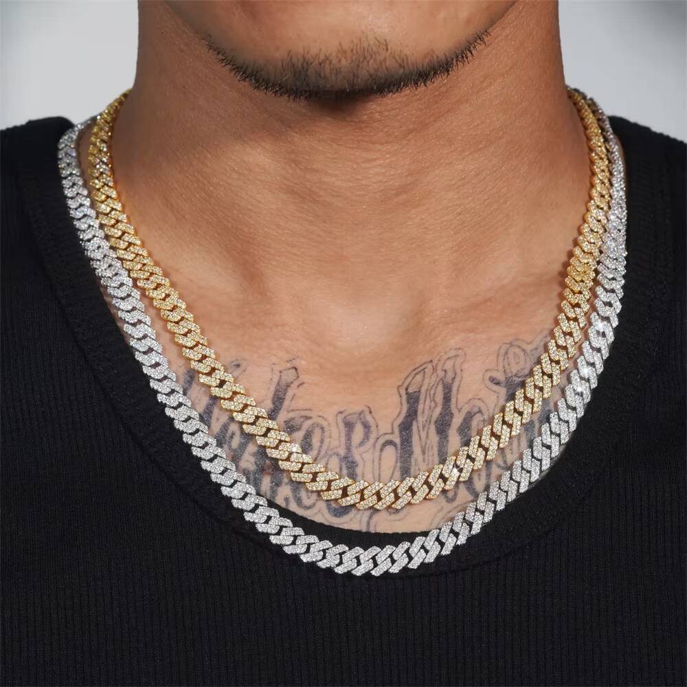 Ready to Ship Classic 8mm Cuban Link Chain Moissanite Hip Hop Jewelry 925 Silver Iced Out Cuban Link Pass Diamond Chain