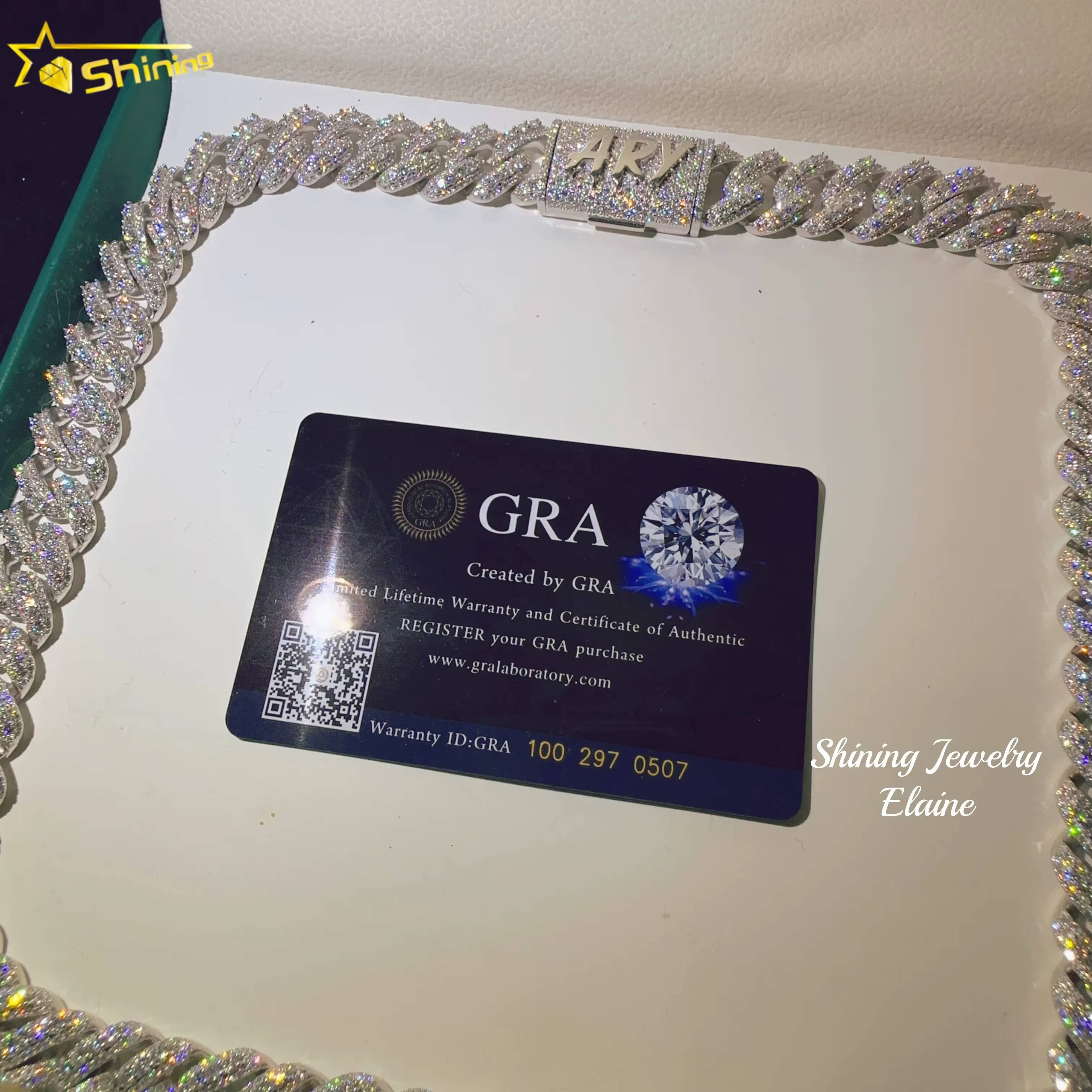 Factory Price Hip Hop Custom Fashion 925 Sterling Silver Luxury VVS Moissanite Iced Out Miami Cuba Link Chain