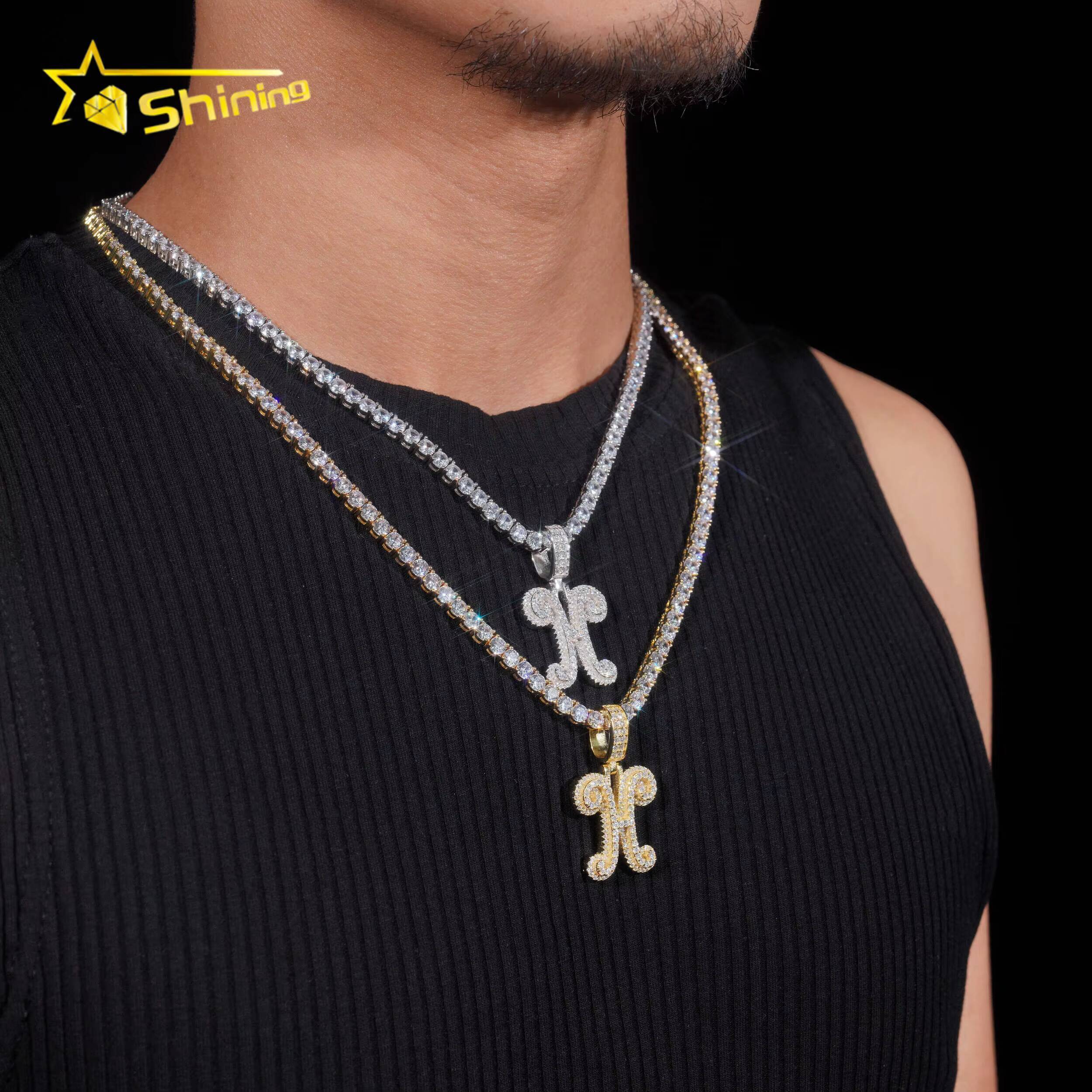 New Design Iced Out Diamond Letter H Pendant Custom Hip Hop 925 Silver Gold Plated VVS Moissanite Pendant Men Women Fine Jewelry