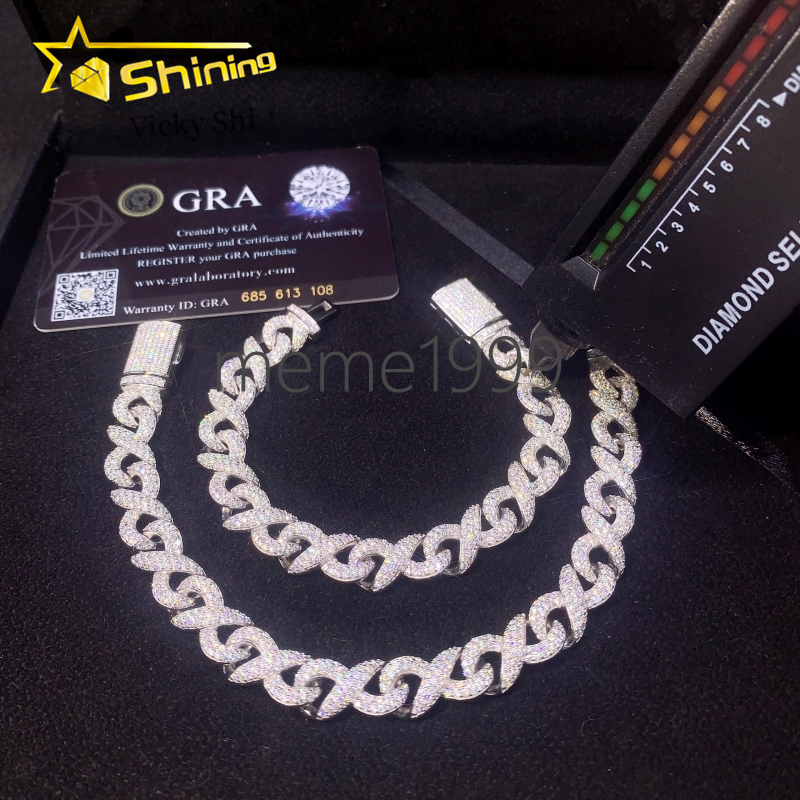 New Arrival Hip Hop Cuban Chain 925 Silver 10MM VVS Moissanite Cuban Bracelet Iced Out Infinity Cuban Link Chain