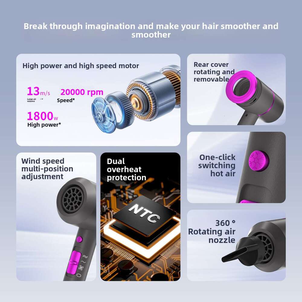 T-type Salon Professional High-Power Hair Dryer Strong Wind Silence