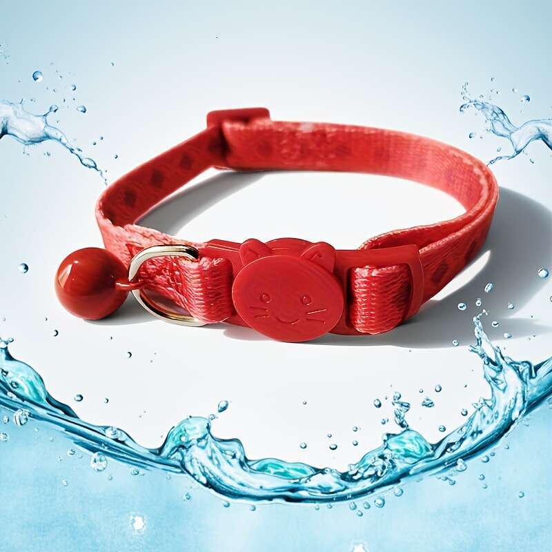 New Pet Supplies Polyester Printed Cat Collar Adjustable Bell Pendant Durable Buckle Design