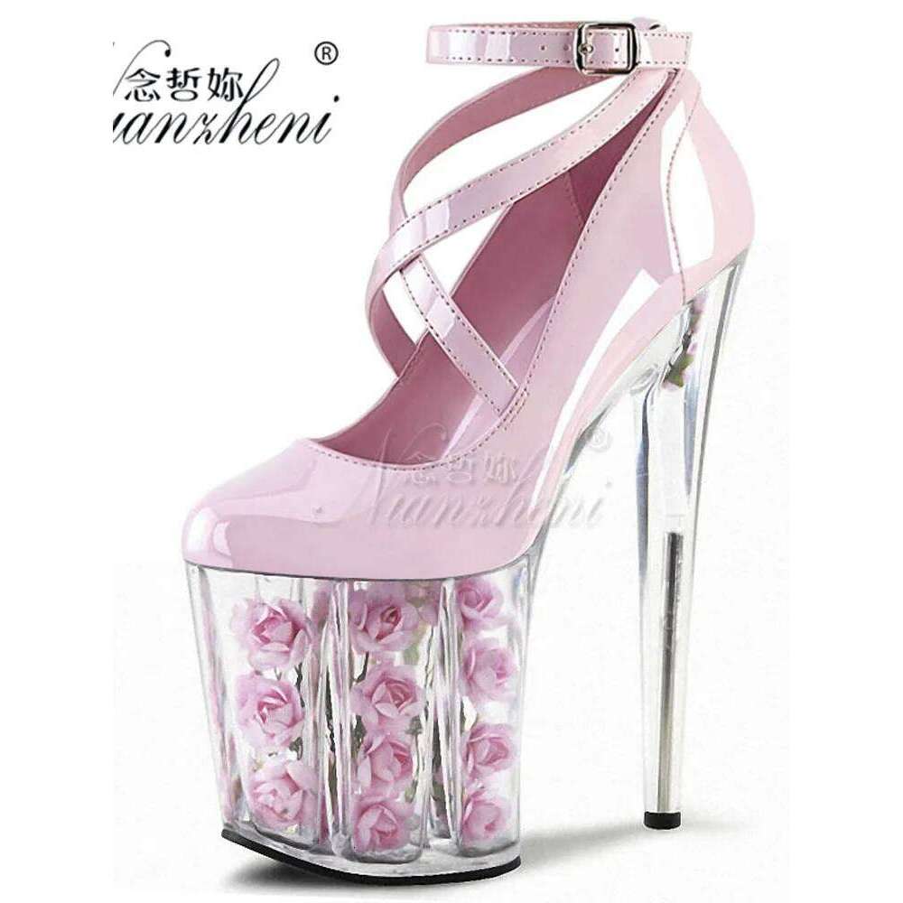 Gothic Fashion 8Inch Pole Dance Pumps Women Sexy High Heels Platform Pink Round Toe Women's Shoes Bride 20Cm Stripper