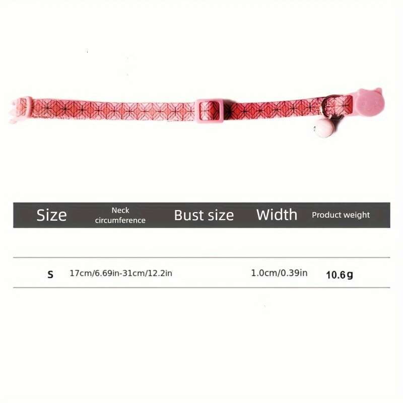 New Pet Supplies Kitten Polyester Printed Colorful Bell Collar Adjustable Cat O Collar