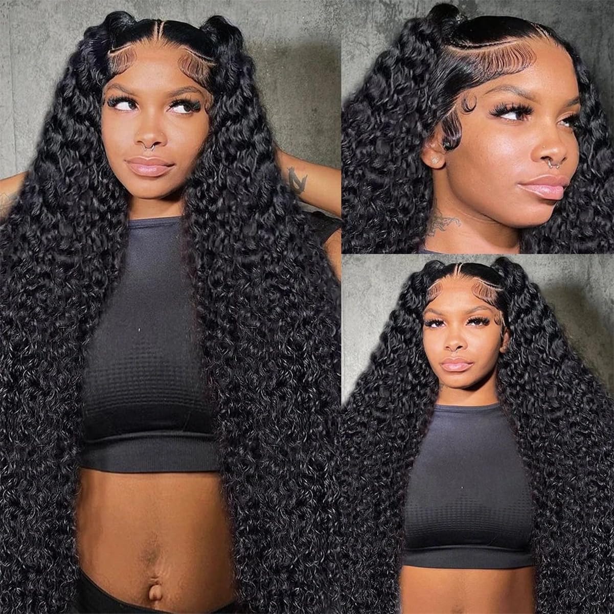 13x6 Deep Wave Lace Front Wigs Human Hair 180 Density, 30 Inch Curly Lace Frontal Wig for women Pre Plucked with Baby Hair