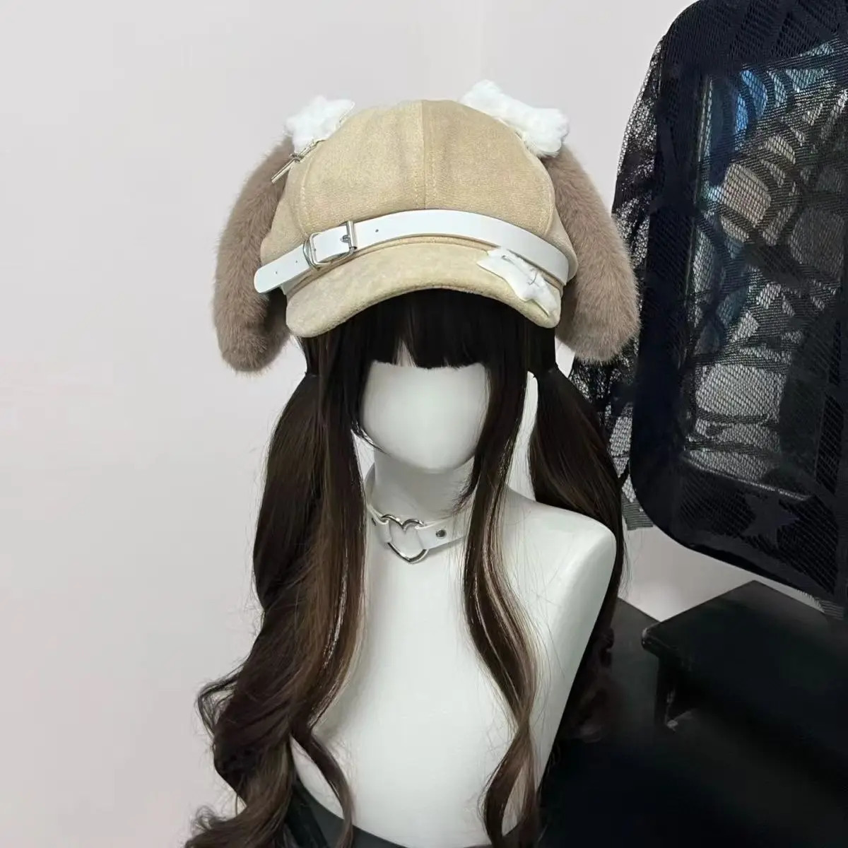 Womens Kawaii Hat Sweet Style Fashion Cap Grey Dog Eared Cap Subculture Beret Cute Individualistic Embodying Otaku Culture 250814
