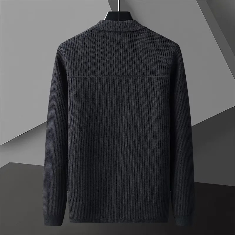 European highend suit collar solid color knitted cardigan mens autumn winter y button business casual sweater coat 250819