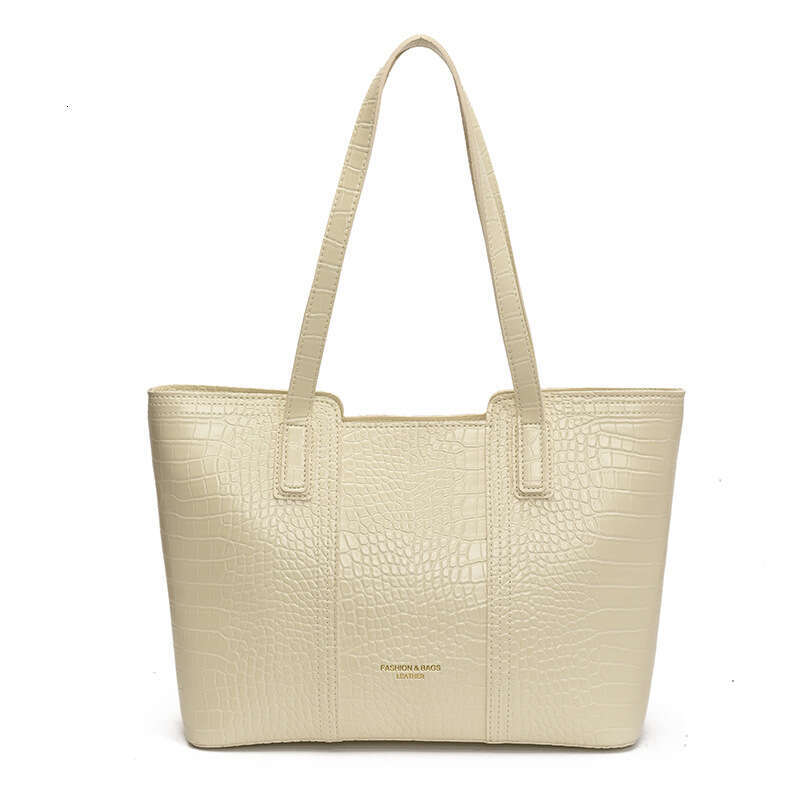 High-end Soft Leather Large Capacity Tote for Women 2025 Summer Trendy Designer Bags Versatile Crocodile Pattern Commuting Shoulder Bag