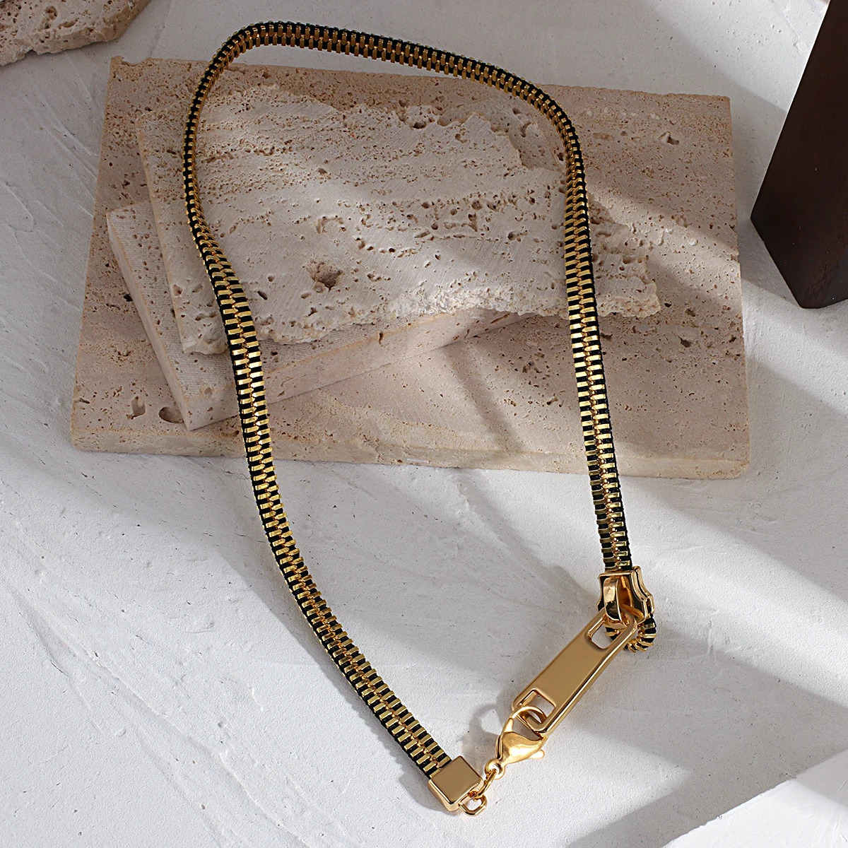 Greatera Stainless Steel Zipper Chain Pendant Choker Necklace for Women Men Gold Silver Color Metal Two Wear Necklace Jewelry 250815