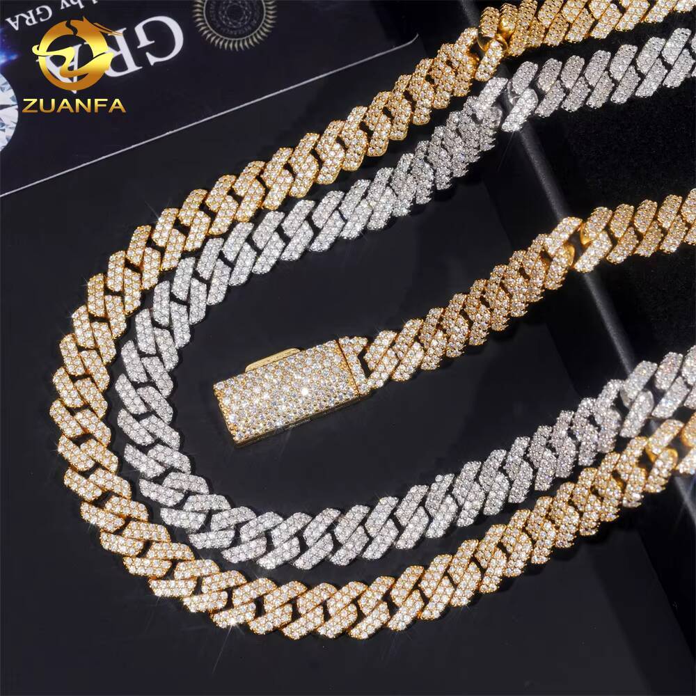 Ready to Ship Classic 8mm Cuban Link Chain Moissanite Hip Hop Jewelry 925 Silver Iced Out Cuban Link Pass Diamond Chain