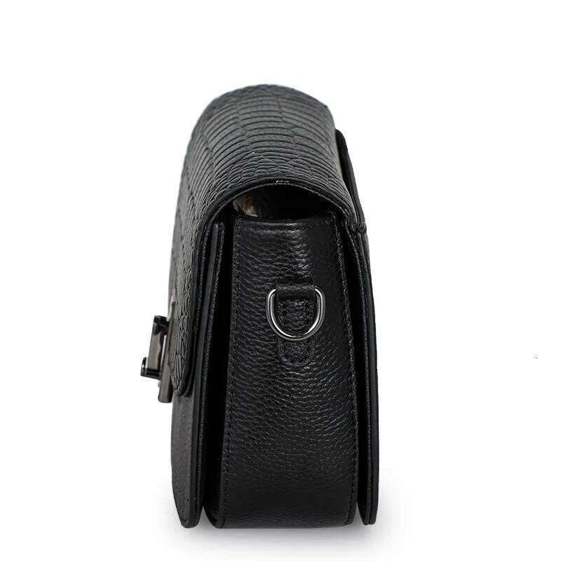 Aidrani Black Crossbody Bag Metal Lock Accent Chain Strap Chic