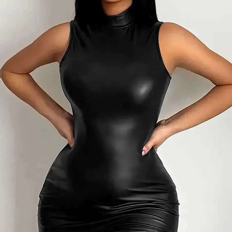 Party Bodycon Ladys Solid Color Dress Sexy Sleeveless Slim Elastic Package Hip Tee Skirt Mini Short Dress M250623