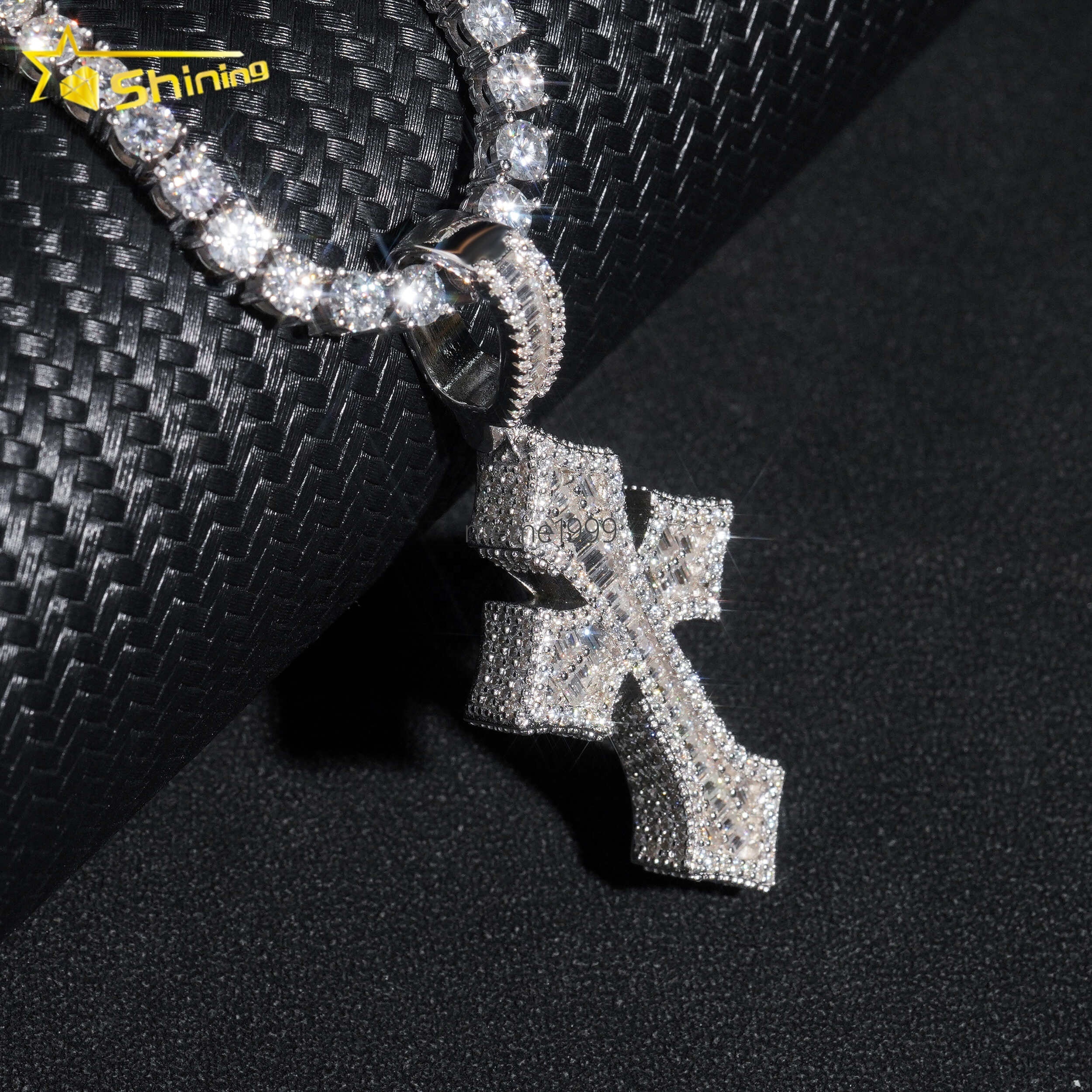 Wholesale Luxury baguette Diamond Pass Diamond Tester 925 Silver Hip Hop Iced Out Vvs Moissanite Cross Pendant