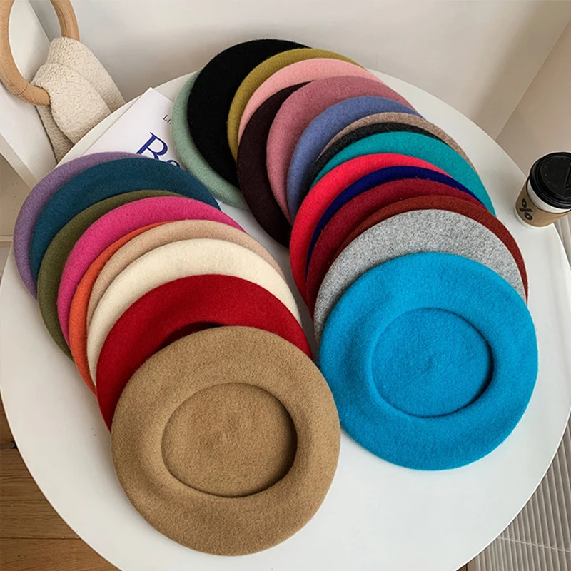 Unisex Custom Vintage Plain Beret Women French Berets Wool Warm Winter Beanies Hat Elegant Lady All Matched Beanie Cap 250819