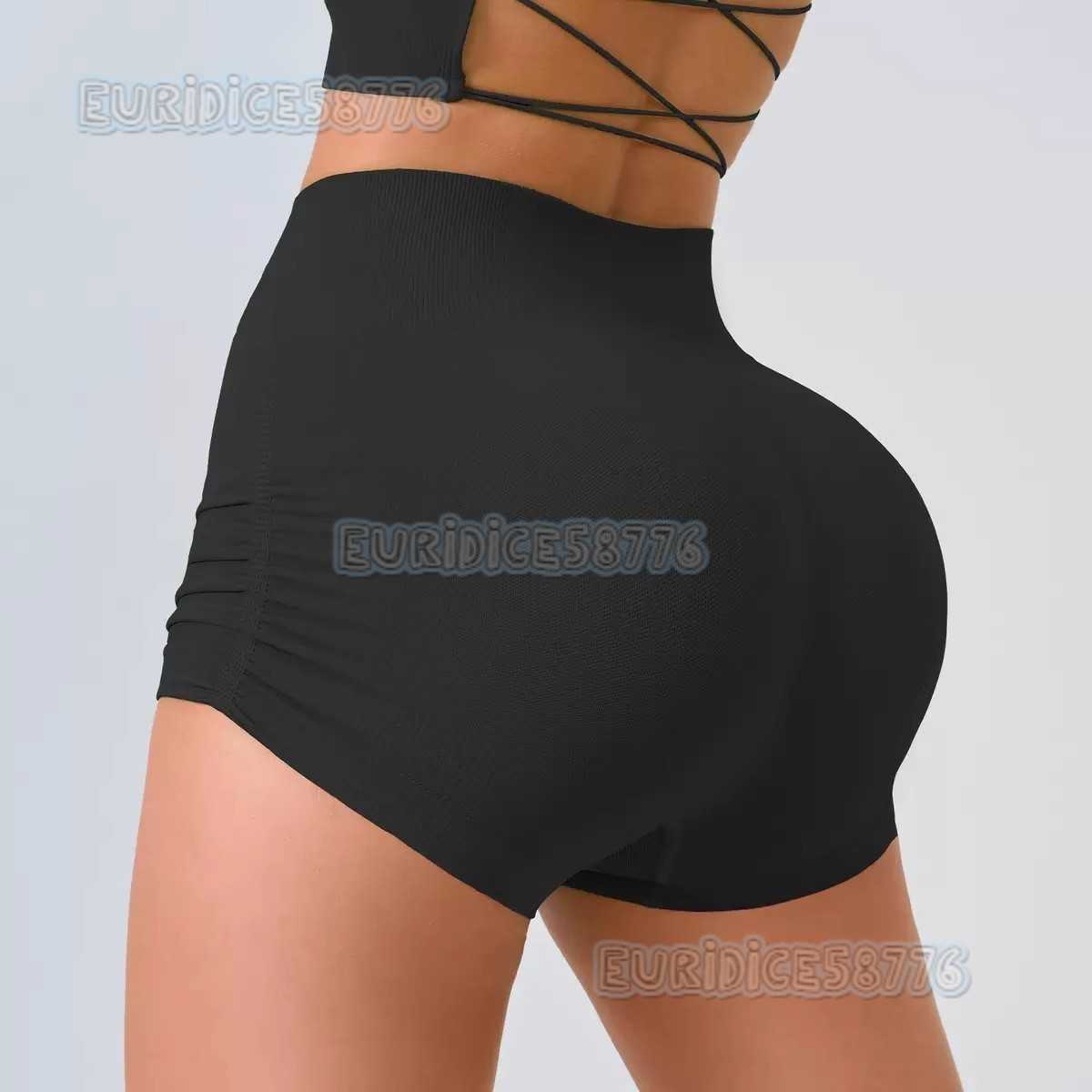 2025 Wrinkle Yoga Pants for Women High Waist Tummy Control Butt Lift Quick-dry Running Peach Sports Shorts H250819
