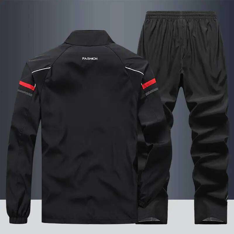 2025 Casual Windproof Running Sets Sportswear Men's Jogging Sport Jacket+Pants Sweatsuit Plus Size Breathable Workout Clothes