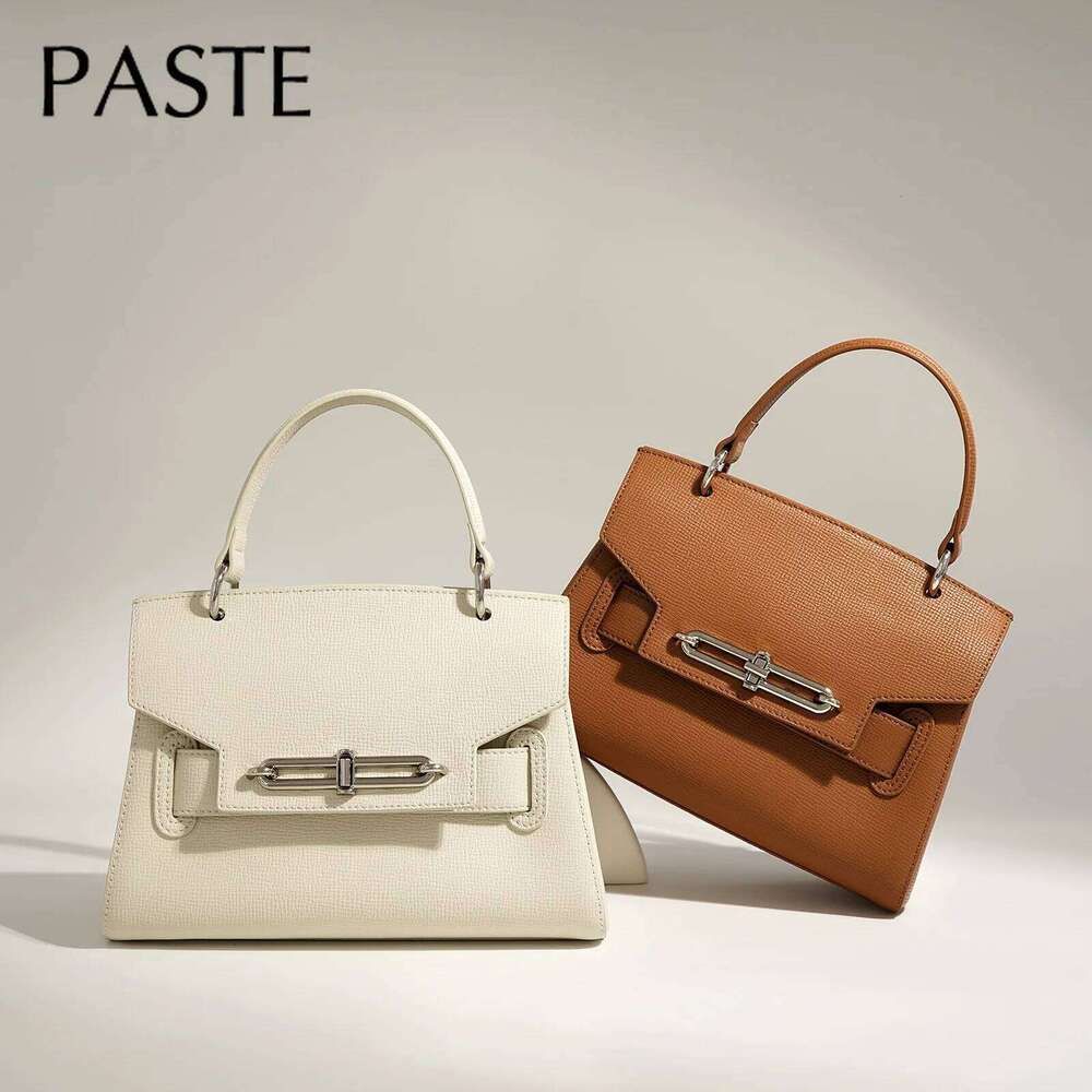 New Keep Shape Hard Cow Leather Women S Handbag Beige All Match Business Office Commuter Ladies Shoulder Bag Camel