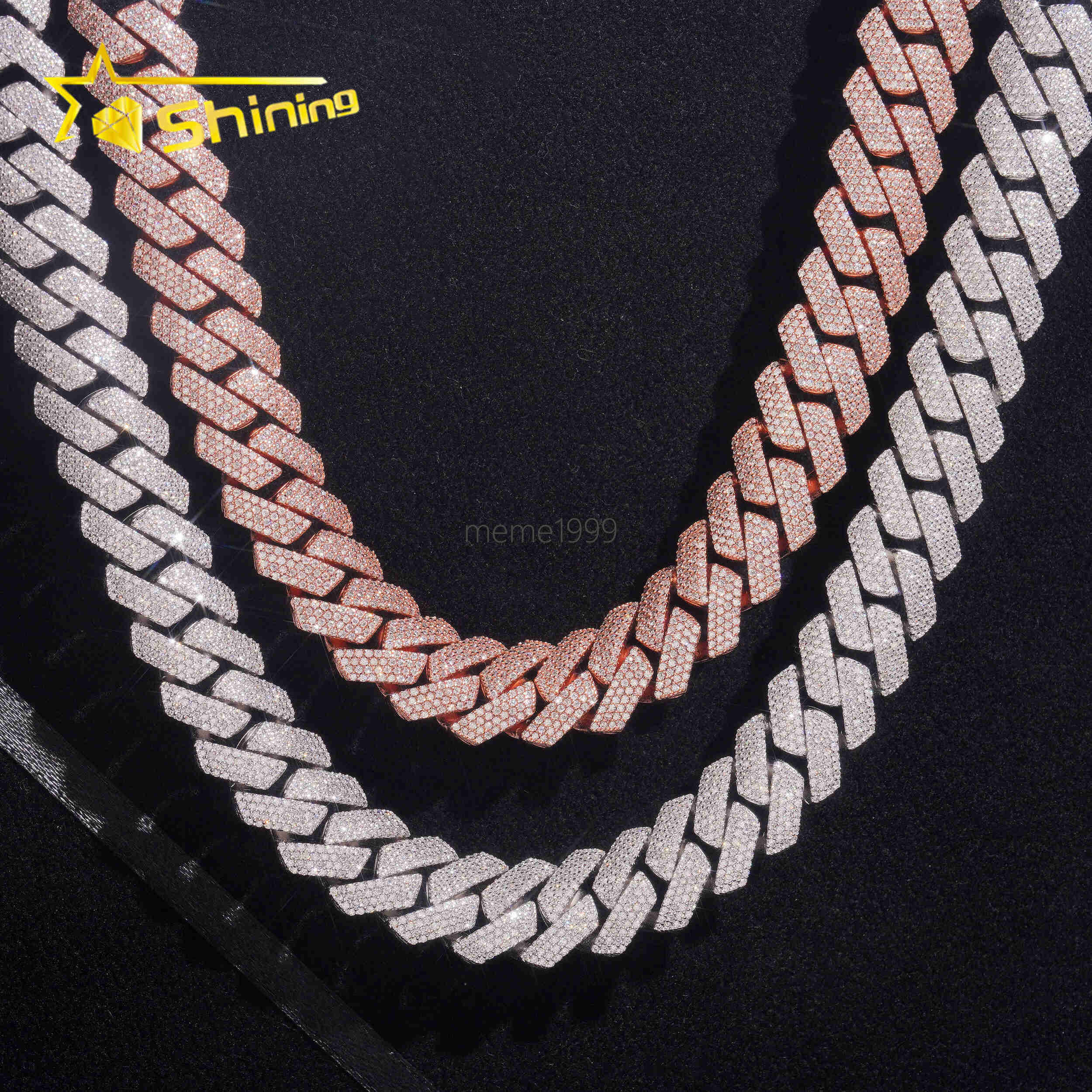 Wholesale Price 15MM 4Rows Iced Out Hip Hop Fashion Rapper Men Jewelry VVS D Color Moissanite Diamond Miami Cuban Link Chain