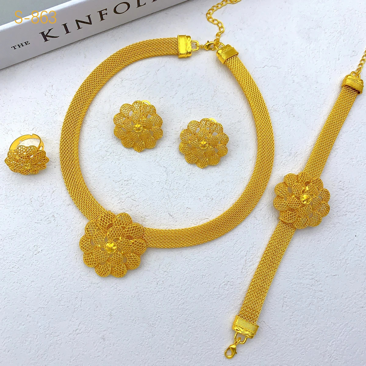 XUHUANG Flower Necklace Sets For Women Wedding Dubai Gold Plated African Jewelry Set Indian Jewellery Anniversary Gifts 250818