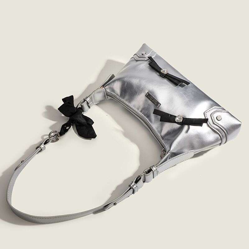 2025 Spring And Summer New Bow Chain Splicing Single Shoulder High-end Handbag Trend Armpit Bag Fashion Hundreds Casual Daily Commuter
