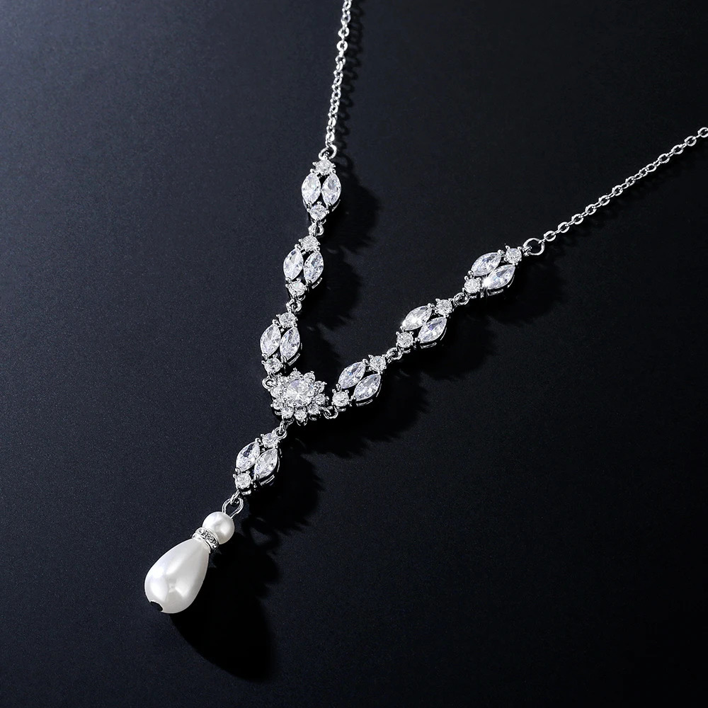 ZAKOL Pearl Bridal Jewelry Sets for Women Fashion Cubic Zirconia Earrings Necklace Set Bridal Wedding Accessories SP3367 250815