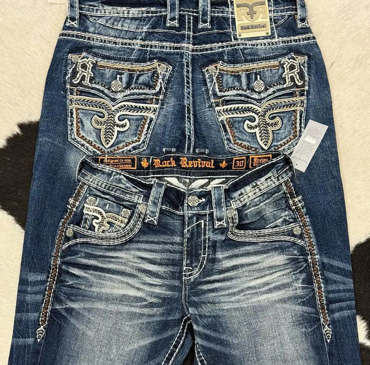 Mens Retro Jeans Y2K Womens Gothic Harajuku Wide Pants Hip Hop Pocket Jeans Hip Hop Streetwear