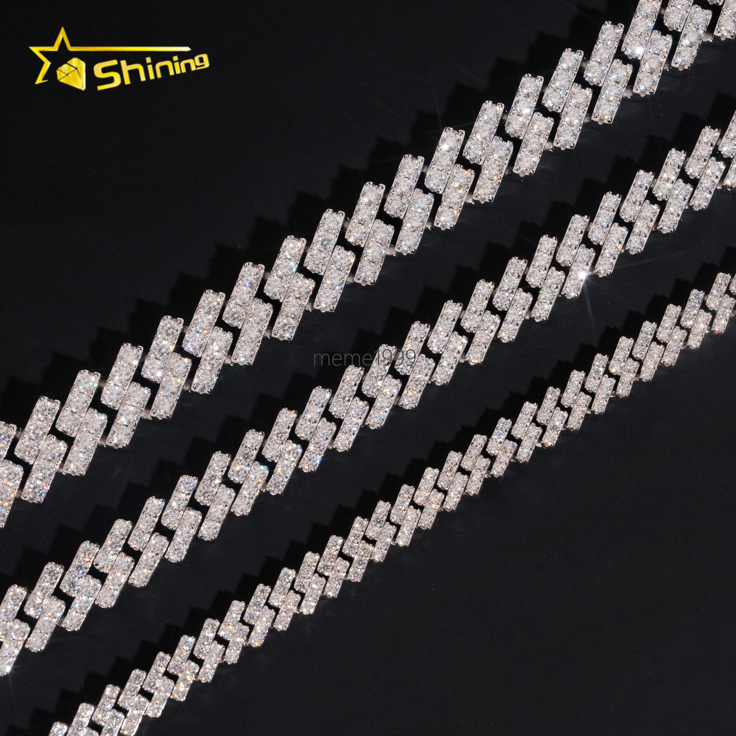 Hot Selling VVS Moissanite Chains Hip Hop 7mm 10mm 13mm One Row Moissanite Cuban Necklace Iced Out Link Chain Men