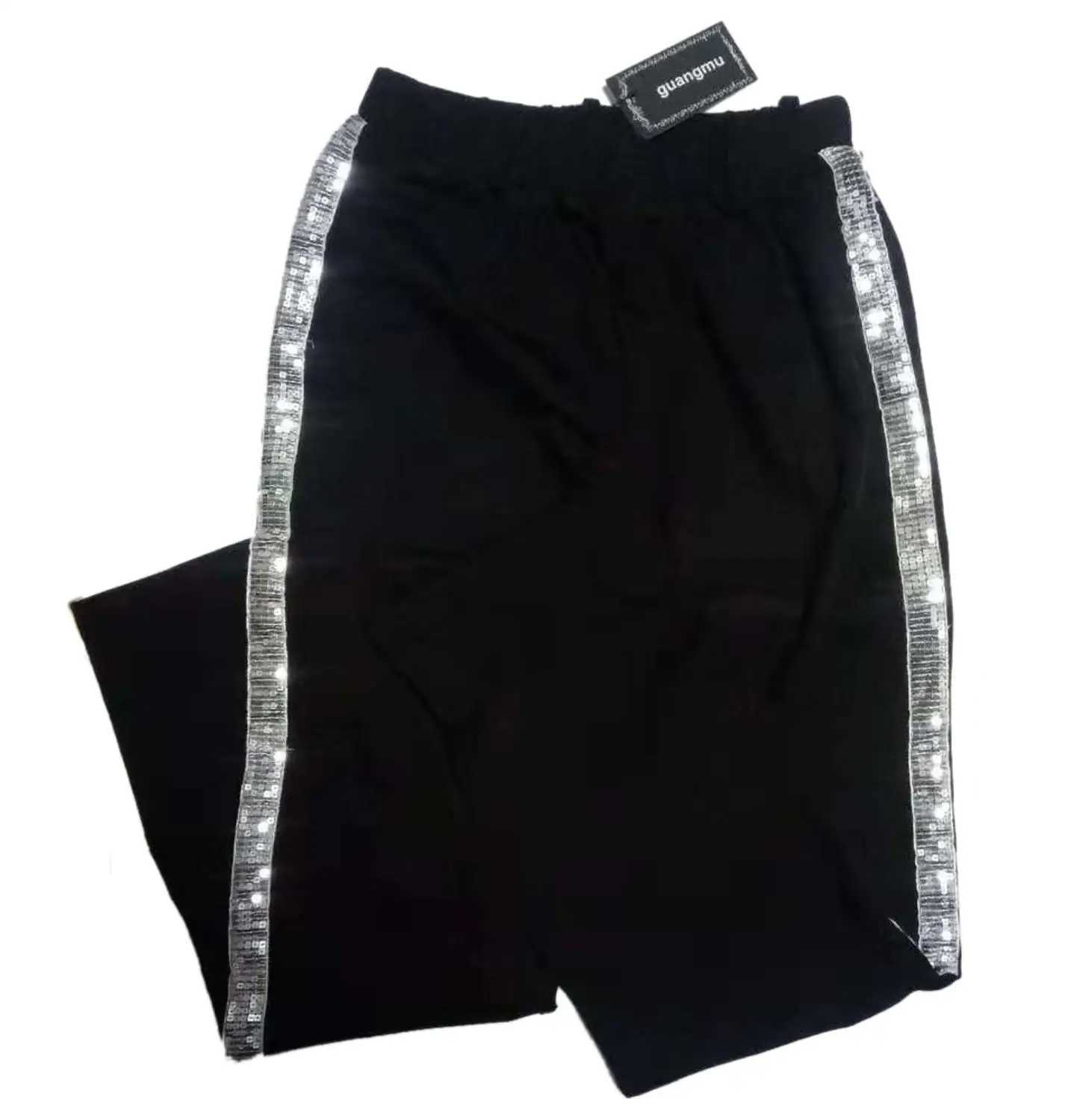 Customized Role-Playing Pants Silver Straight Casual Striped Pants Clothing Accessories Pants Black W250819