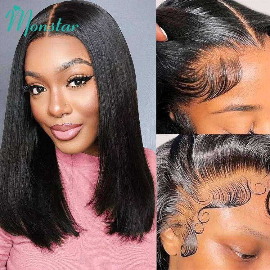 250 Density Raw Vieamese Bone Straight Bob 100 13X6 Hd Frontal 13X4 Lace Front Human Hair Wig 12A