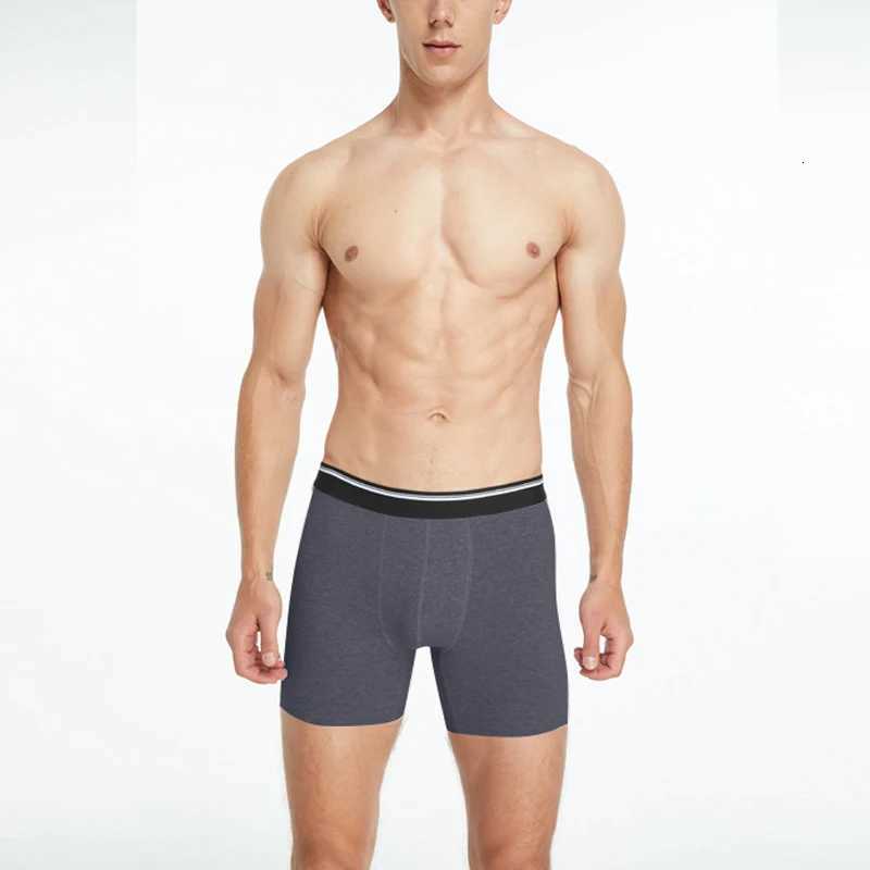 Mid-Long Black Boxer Shorts Men Cotton Underwear Breathable Male Underpants for Man Homme Boxershorts Slips Soft Panties S-2XL W250819