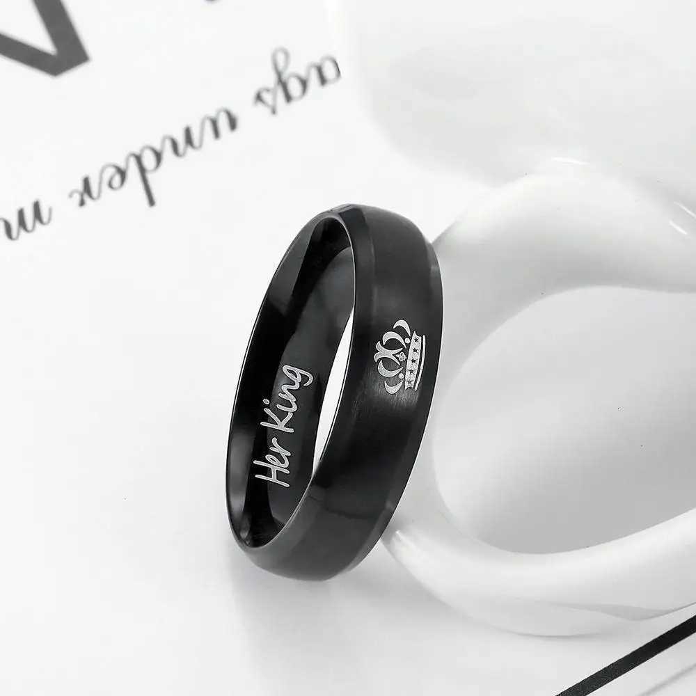 VOJO Fashion Stainless Steel Couple Ring Her King His Queen for Loves Wedding Rings Anniversary Valentines Day Gifts W250819