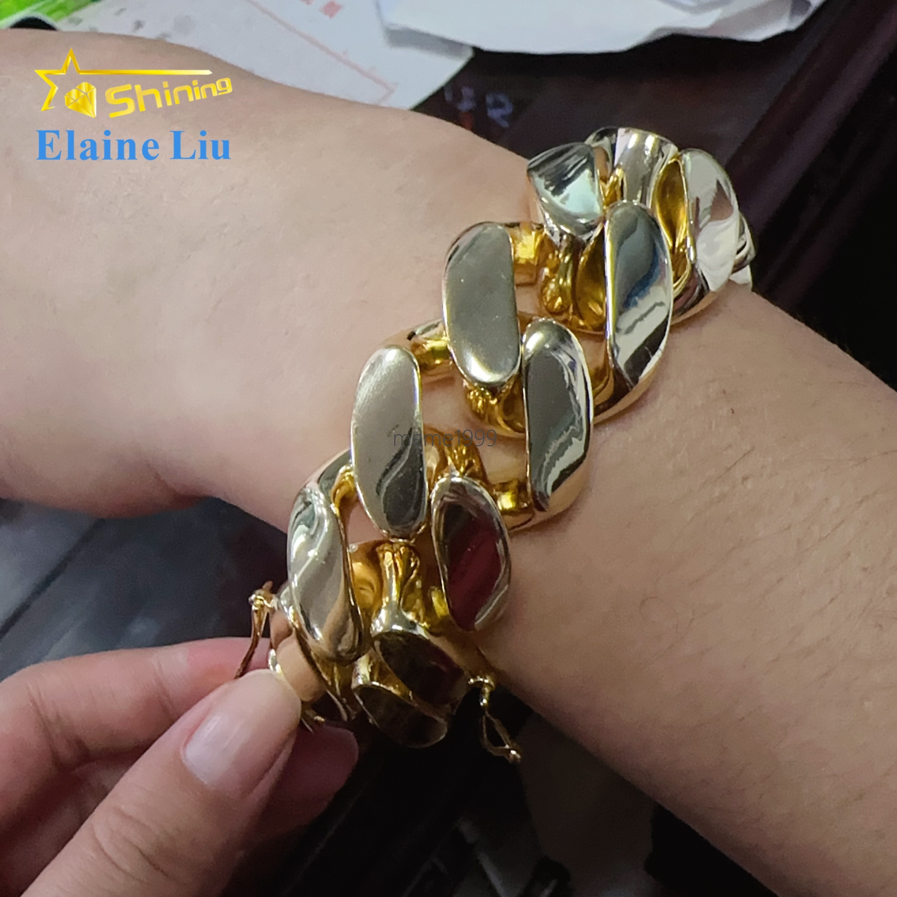 30MM Width Big Cuban Bracelet Hip Hop Jewelry Brass Real Gold Plated Cuban Link Chain Men Bracelet