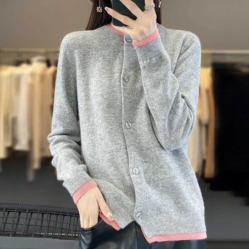 2024 Autumn/Winter Cashmere Cardigan Sweater Knitted Cardigan Long Sweater Cashmere Cardigan Spliced Sweater Cardigan XJ250819