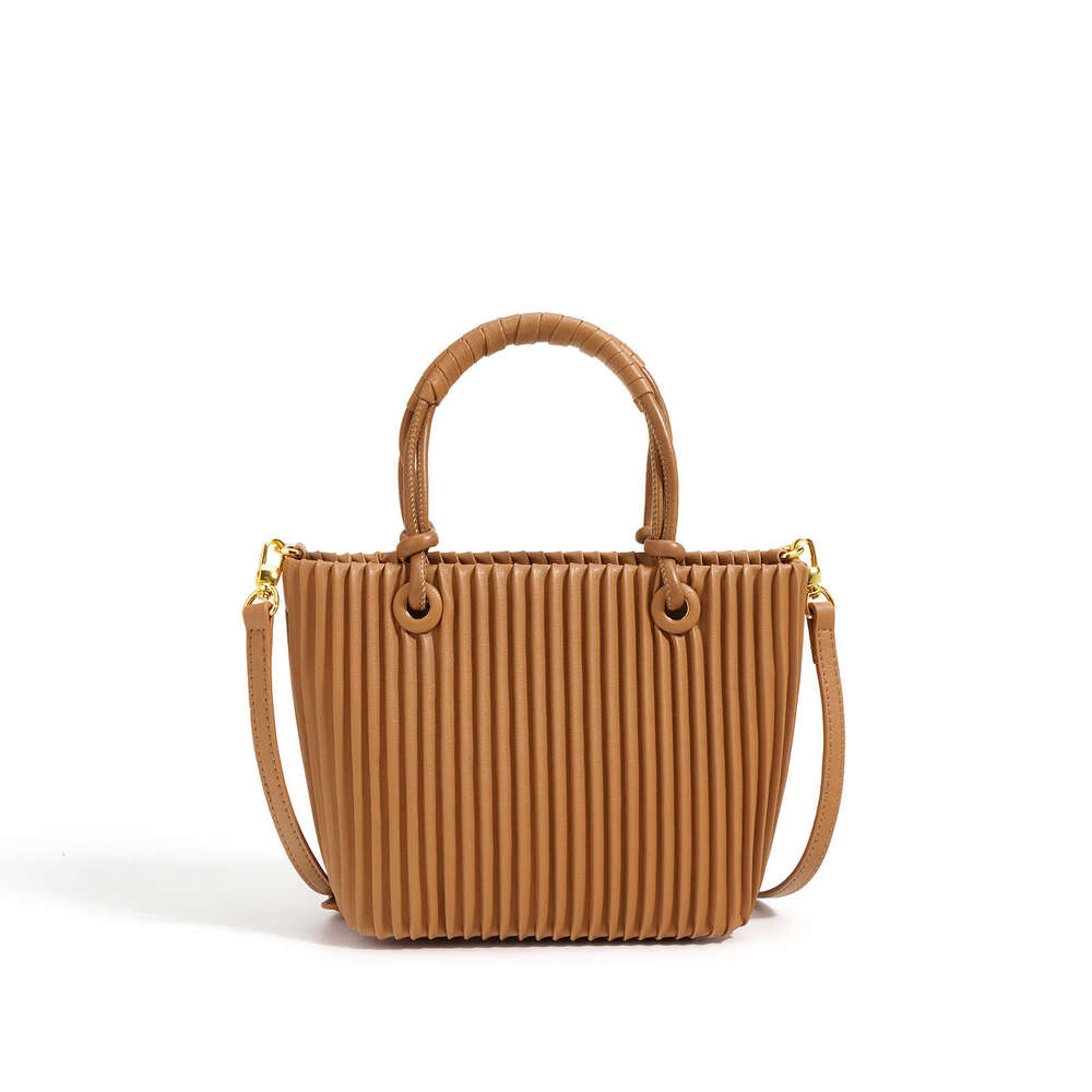 New French Woven Pleated Striped Vertical High Quality Texture Fashion Casual Versatile Handheld Crossbody Bag