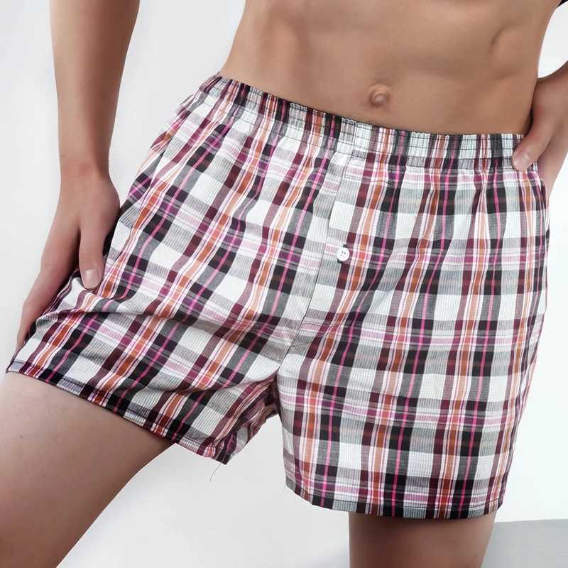 4 Pcs/Lot Mens 00% Cotton Sleep Underpants Underwear Boxers Shorts Casual Plaid Comfortable Homewear Striped Beach Underwear W250819