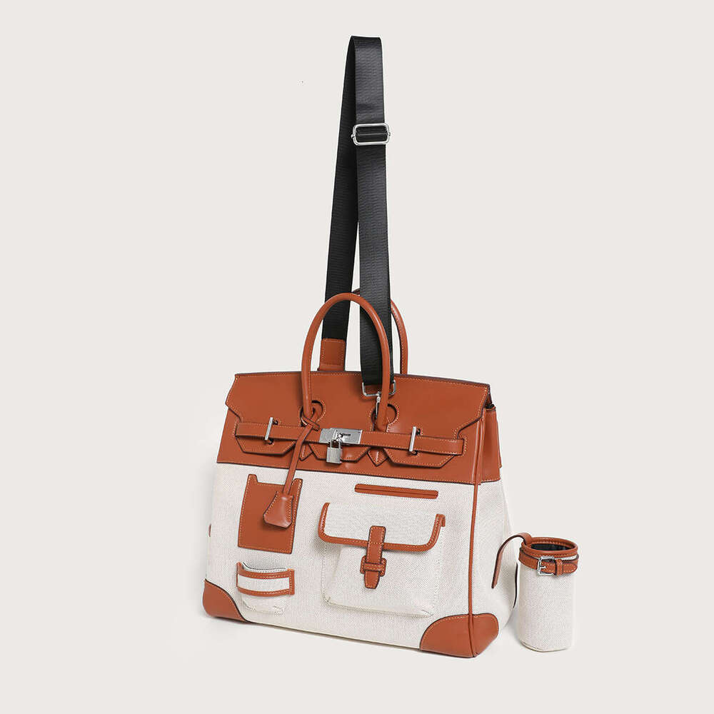 2025 New Season Color-Block Canvas Tote Extra Large Casual Travel Single Shoulder Crossbody Women's Bag