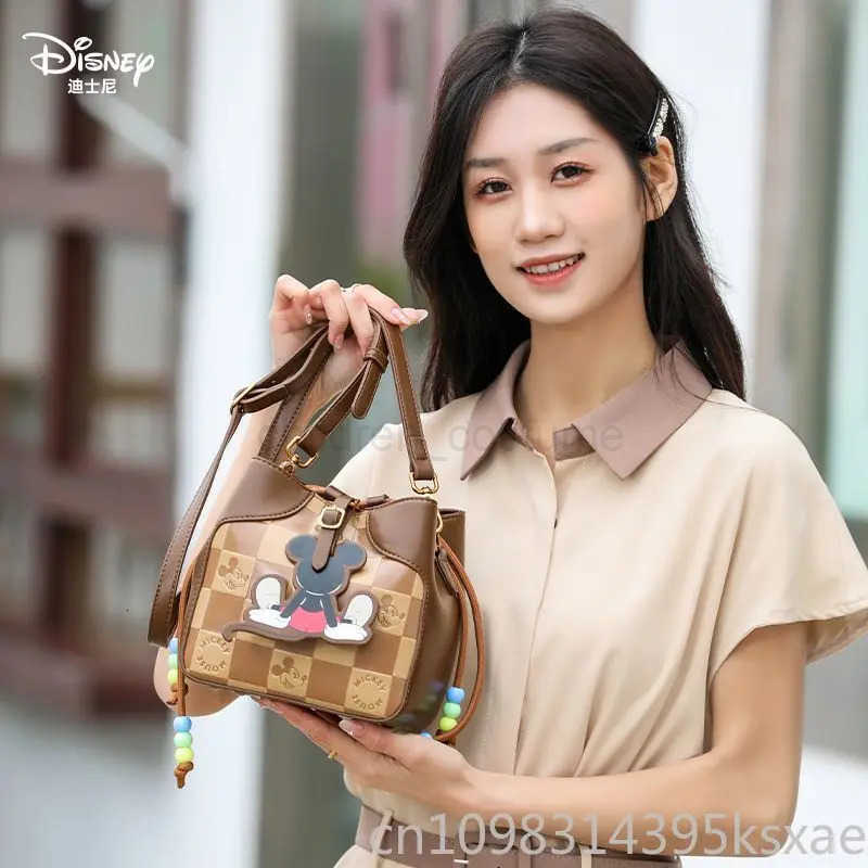 Disney Disney Luxury Designer Shoulder Bag for Women Girl Mickey Mouse Bucket Bag Portable Handbag Kawaii Purse Waterproof W250819