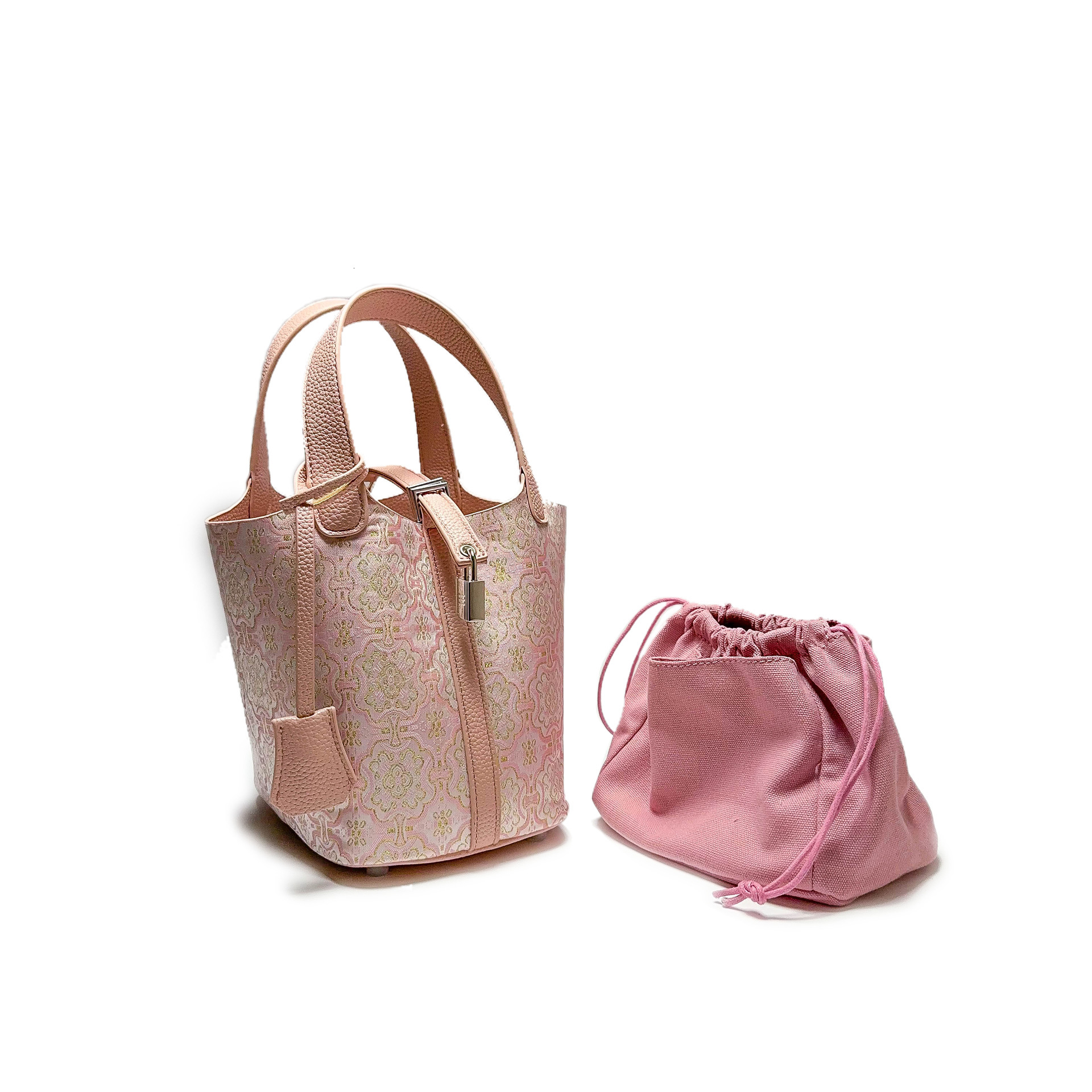 Free Shipping Designer New Song Jin Pattern Women's Handbag Chinese Fashion Bucket Bag Large Capacity Shoulder Bag Luxury Shopping Makeup Bag