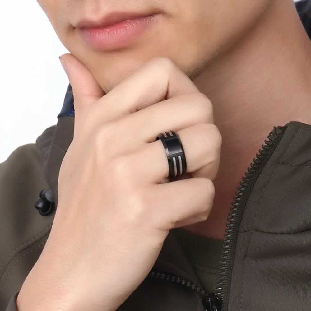 Personalized Chunky Ring for Men Boys Engrave Initials Image Symbol Stainless Steel Ring Stylish Jewelry Gift for Dad Husband W250819